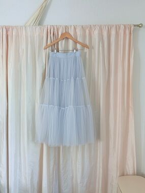 SinceThen, Gauzy Tiered Tulle Maxi/Midi Skirt